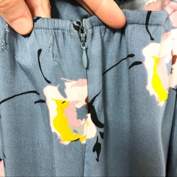 Urban Outfitters Floral Print Straight-Neck Tie-Back Blue Midi Dress Size XS - Picture 6 of 8